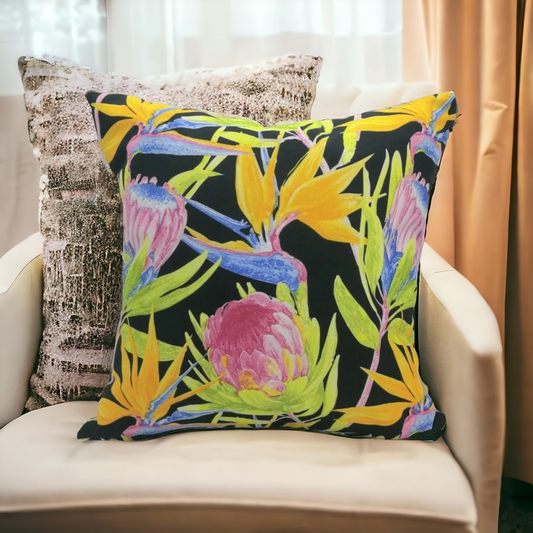 Scatter Cushion Black Strelitzia